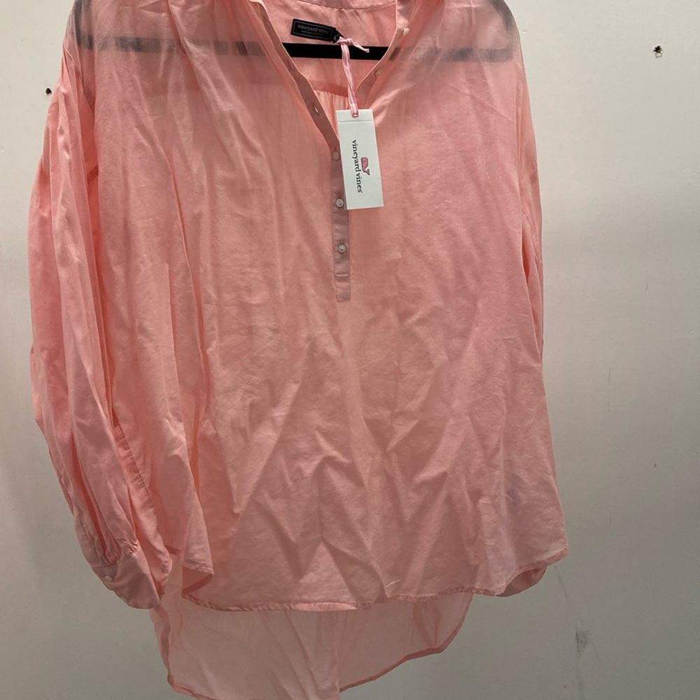 NWT Vineyard Vines half button pink shirt